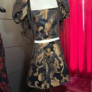 Custom gothic brocade jacquard skirt set